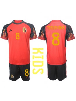 Otroški Nogometna dresi replika Belgija Youri Tielemans #8 Domači SP 2022 Kratek rokav (+ hlače)